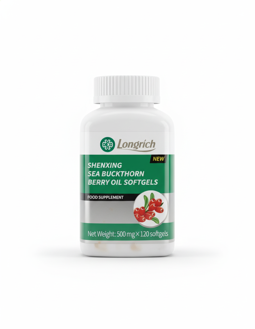 Longrich Shenxing Sea Buckthorn – Capsules Huile de Baie 500 mg × 120