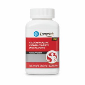 Longrich Calcium / Fer / Zinc – Comprimés à Croquer Saveur Lait (1000 mg × 100)
